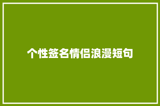 个性签名情侣浪漫短句 范文赏析