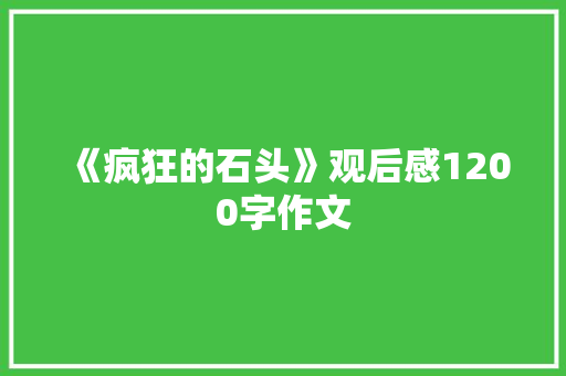 《疯狂的石头》观后感1200字作文