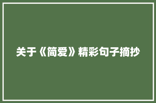 关于《简爱》精彩句子摘抄 写作技巧