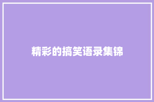 精彩的搞笑语录集锦 写作技巧