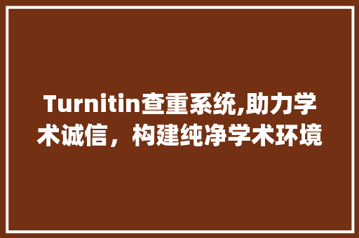 Turnitin查重系统,助力学术诚信，构建纯净学术环境_turnitin查重入口