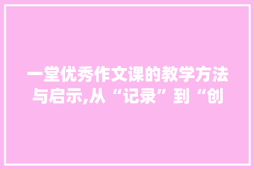 一堂优秀作文课的教学方法与启示,从“记录”到“创造”的跨越_优秀作文课教学实录
