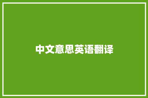 中文意思英语翻译 简历模板