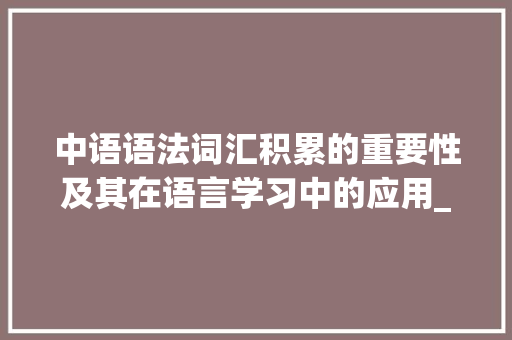 中语语法词汇积累的重要性及其在语言学习中的应用_中语语法词汇积累 词汇积累