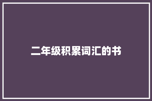 二年级积累词汇的书