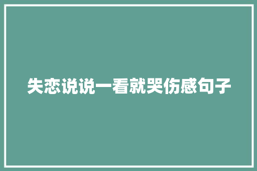 失恋说说一看就哭伤感句子 商业文案