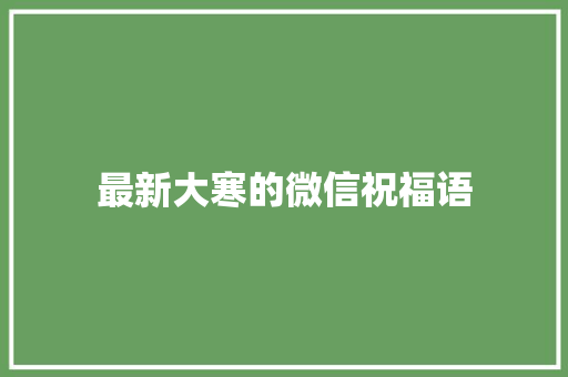 最新大寒的微信祝福语 商业文案