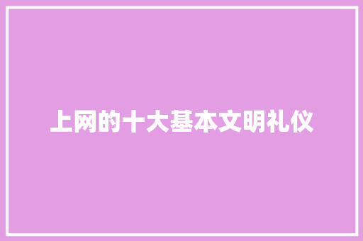 上网的十大基本文明礼仪 写作技巧