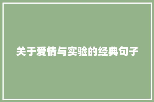 关于爱情与实验的经典句子 诗歌创作