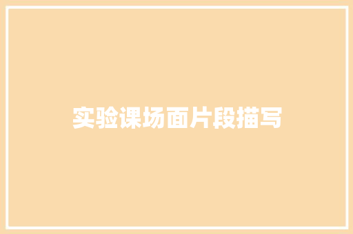 实验课场面片段描写 写作技巧