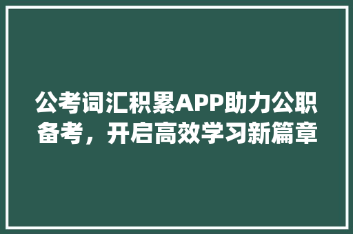 公考词汇积累APP助力公职备考，开启高效学习新篇章_公考词汇积累app
