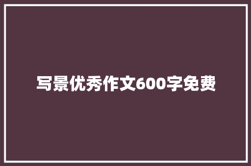 写景优秀作文600字免费 词汇积累