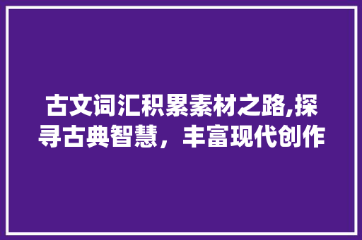 古文词汇积累素材之路,探寻古典智慧，丰富现代创作_古文词汇积累素材方法 商业文案
