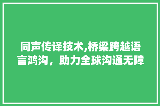 同声传译技术,桥梁跨越语言鸿沟，助力全球沟通无障碍_同声翻译器