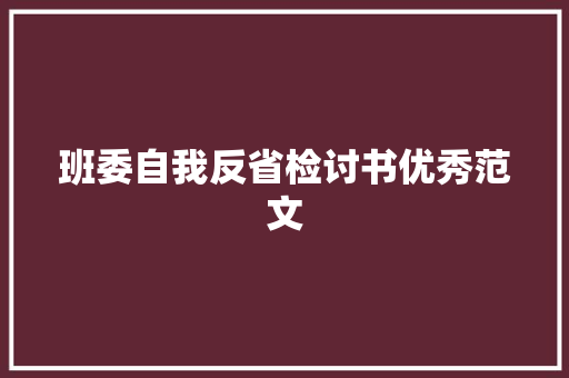 班委自我反省检讨书优秀范文 简历模板