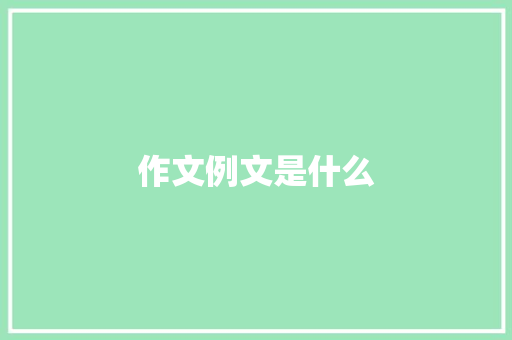 作文例文是什么