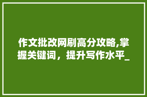 作文批改网刷高分攻略,掌握关键词，提升写作水平_作文批改网怎么刷高分