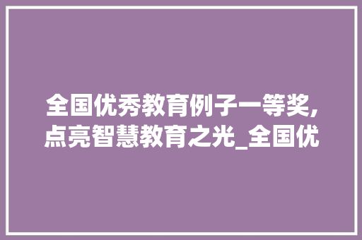 全国优秀教育例子一等奖,点亮智慧教育之光_全国优秀教育例子一等奖