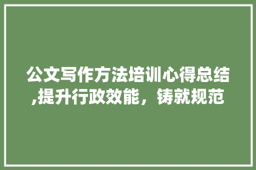 公文写作方法培训心得总结,提升行政效能，铸就规范之作_公文写作方法培训总结 写作技巧