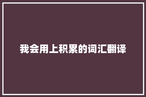 我会用上积累的词汇翻译