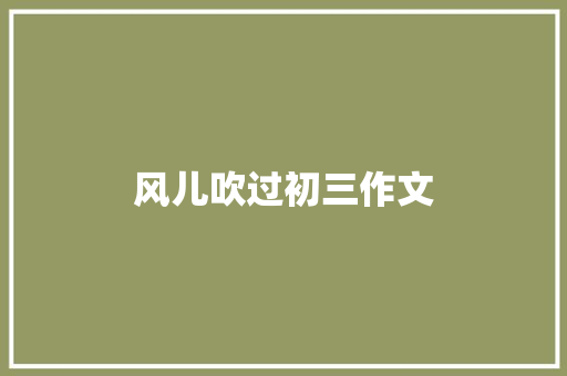 风儿吹过初三作文 写作技巧