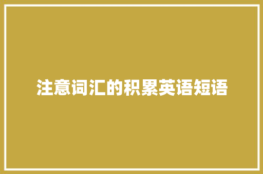 注意词汇的积累英语短语 词汇积累