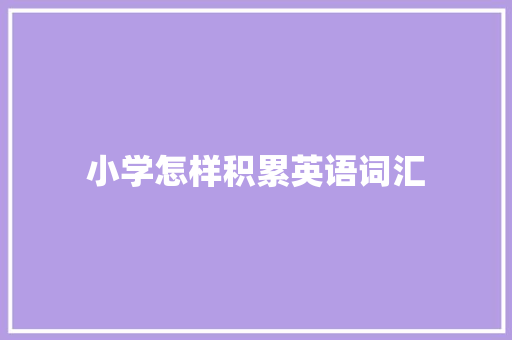 小学怎样积累英语词汇