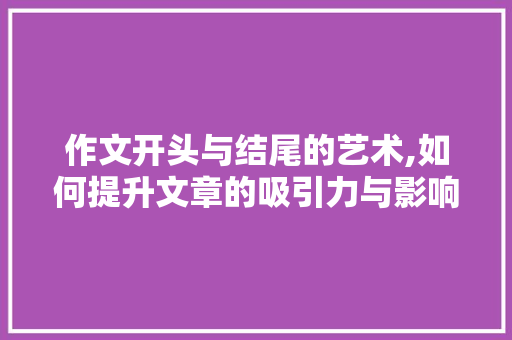 作文开头与结尾的艺术,如何提升文章的吸引力与影响力