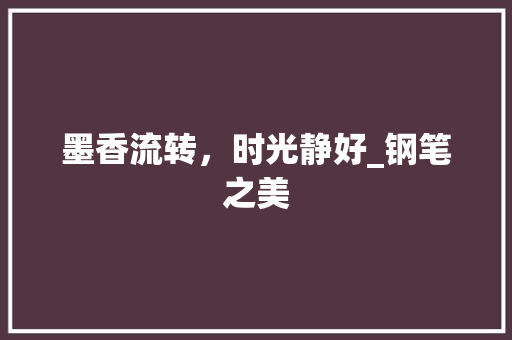 墨香流转，时光静好_钢笔之美