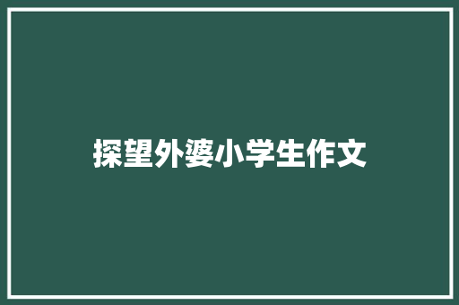 探望外婆小学生作文 商业文案