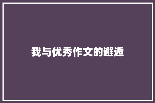 我与优秀作文的邂逅