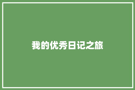 我的优秀日记之旅