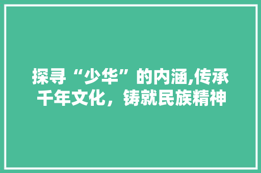 探寻“少华”的内涵,传承千年文化，铸就民族精神