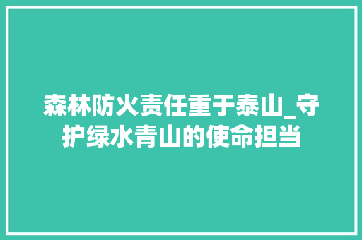 森林防火责任重于泰山_守护绿水青山的使命担当