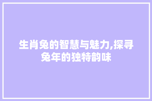 生肖兔的智慧与魅力,探寻兔年的独特韵味