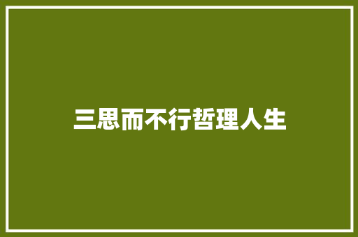 三思而不行哲理人生 写作技巧