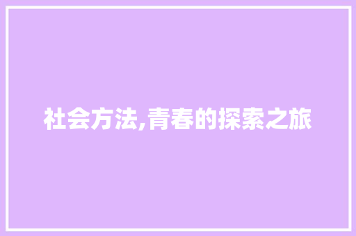 社会方法,青春的探索之旅