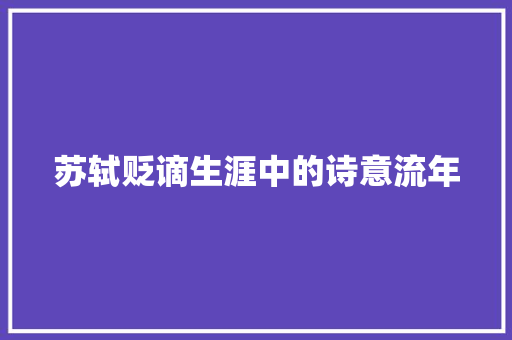 苏轼贬谪生涯中的诗意流年