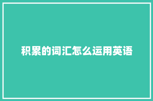 积累的词汇怎么运用英语