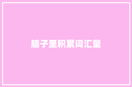 脑子里积累词汇量