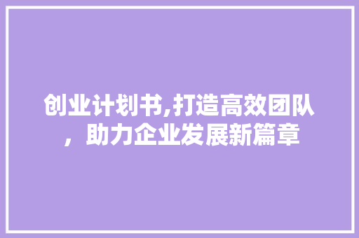 创业计划书,打造高效团队，助力企业发展新篇章