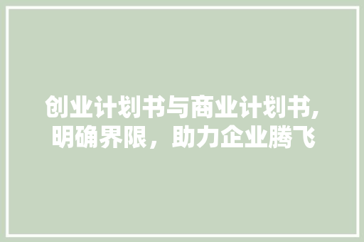 创业计划书与商业计划书,明确界限，助力企业腾飞 写作社区