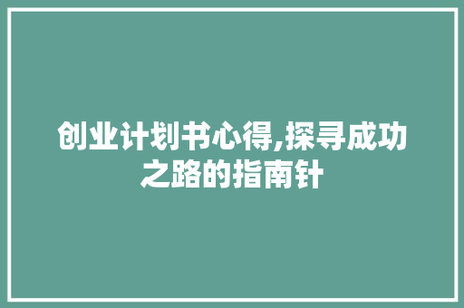 创业计划书心得,探寻成功之路的指南针 商业文案