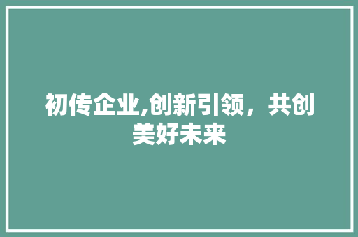初传企业,创新引领，共创美好未来