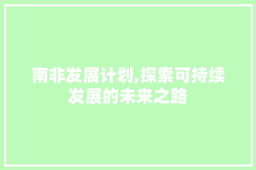 南非发展计划,探索可持续发展的未来之路