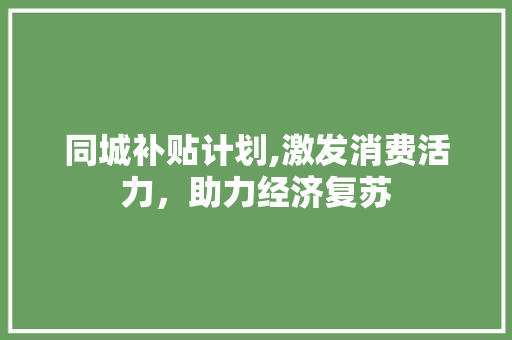 同城补贴计划,激发消费活力，助力经济复苏