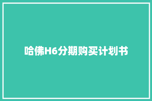 哈佛H6分期购买计划书