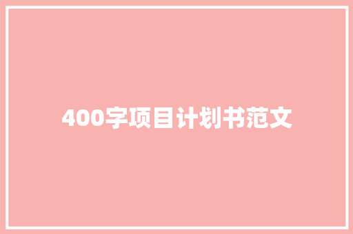 400字项目计划书范文 报告写作