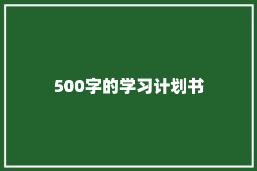 500字的学习计划书