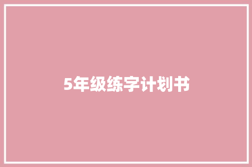 5年级练字计划书